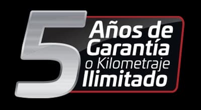 5 Años de Garantía o kilometraje ilimitado